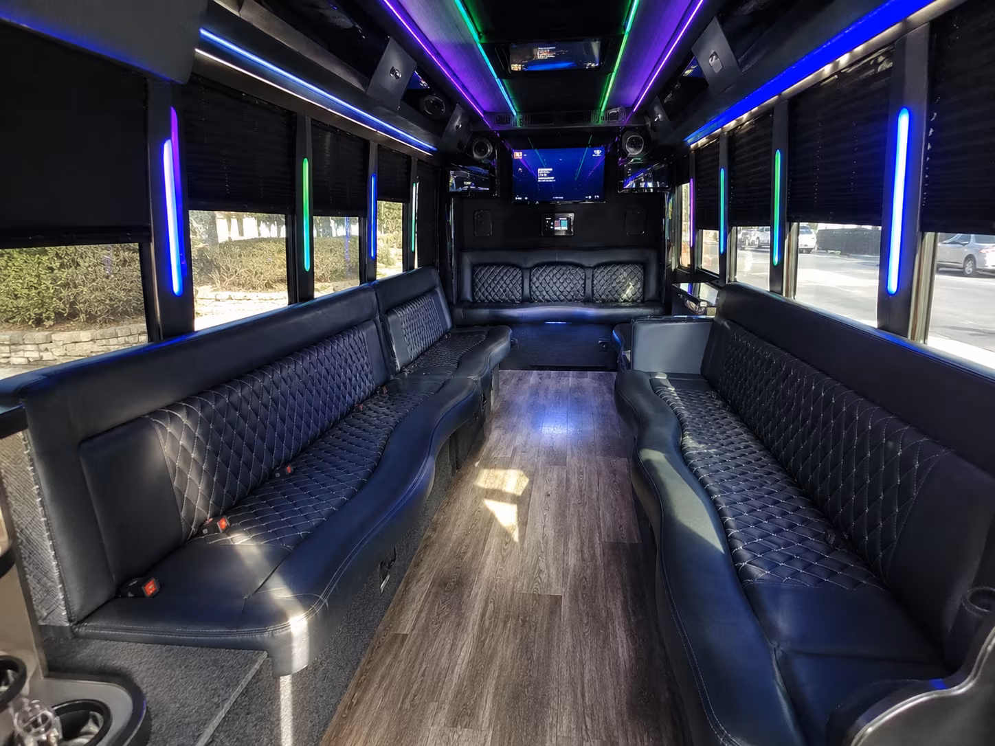 san bernardino 15 passenger party bus interior