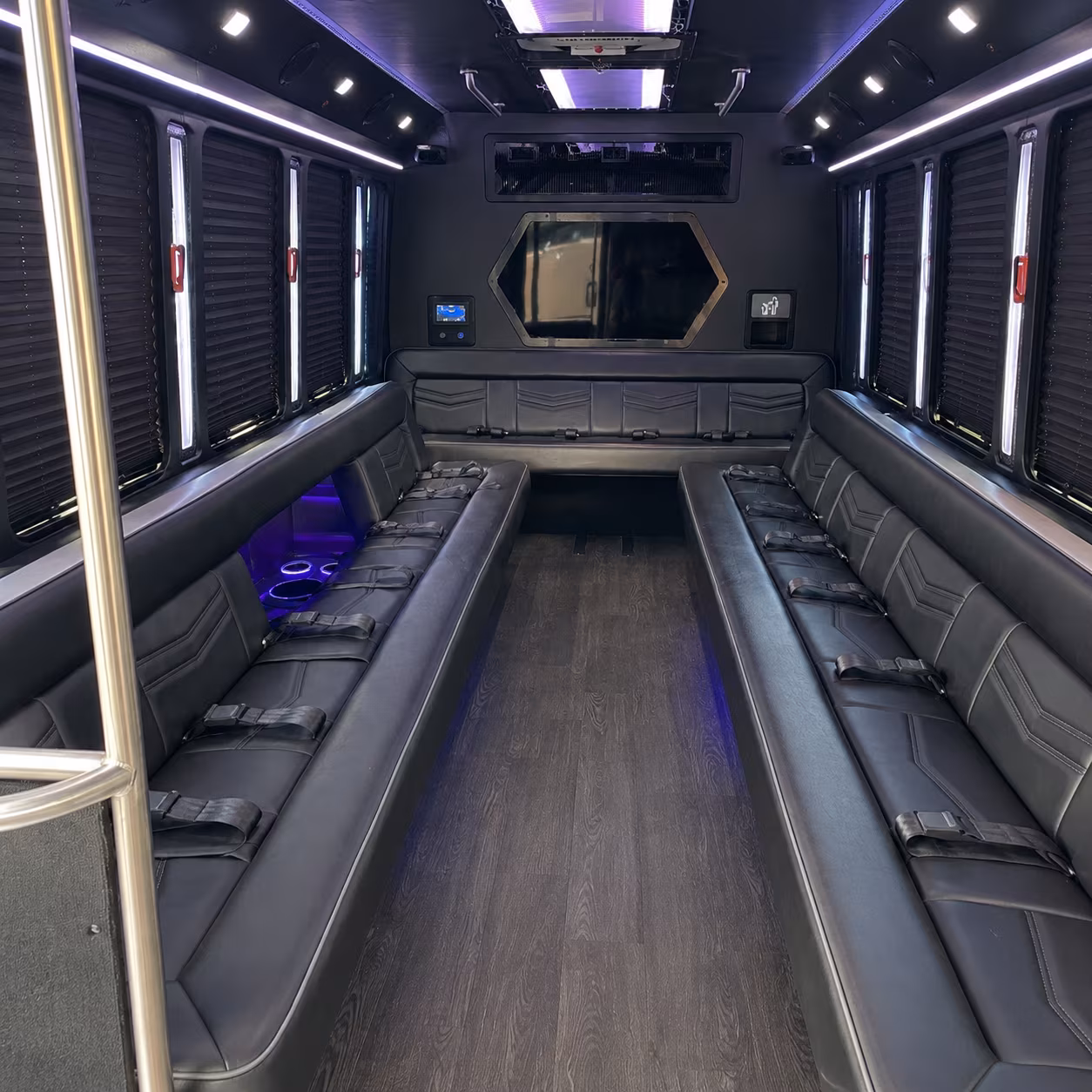 san bernardino 18 passenger party bus interior