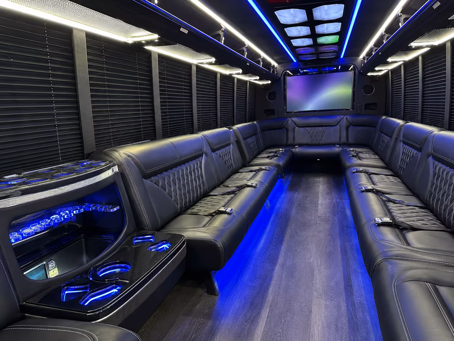 san bernardino 20 passenger party bus inside