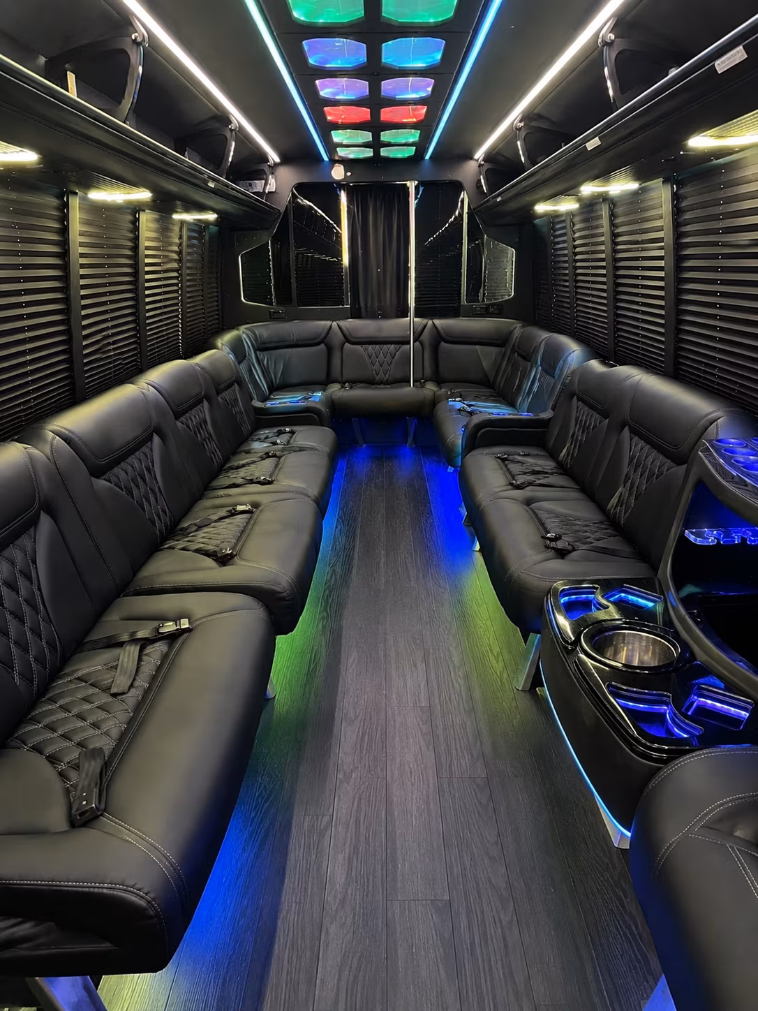 san bernardino 20 passenger party bus interior