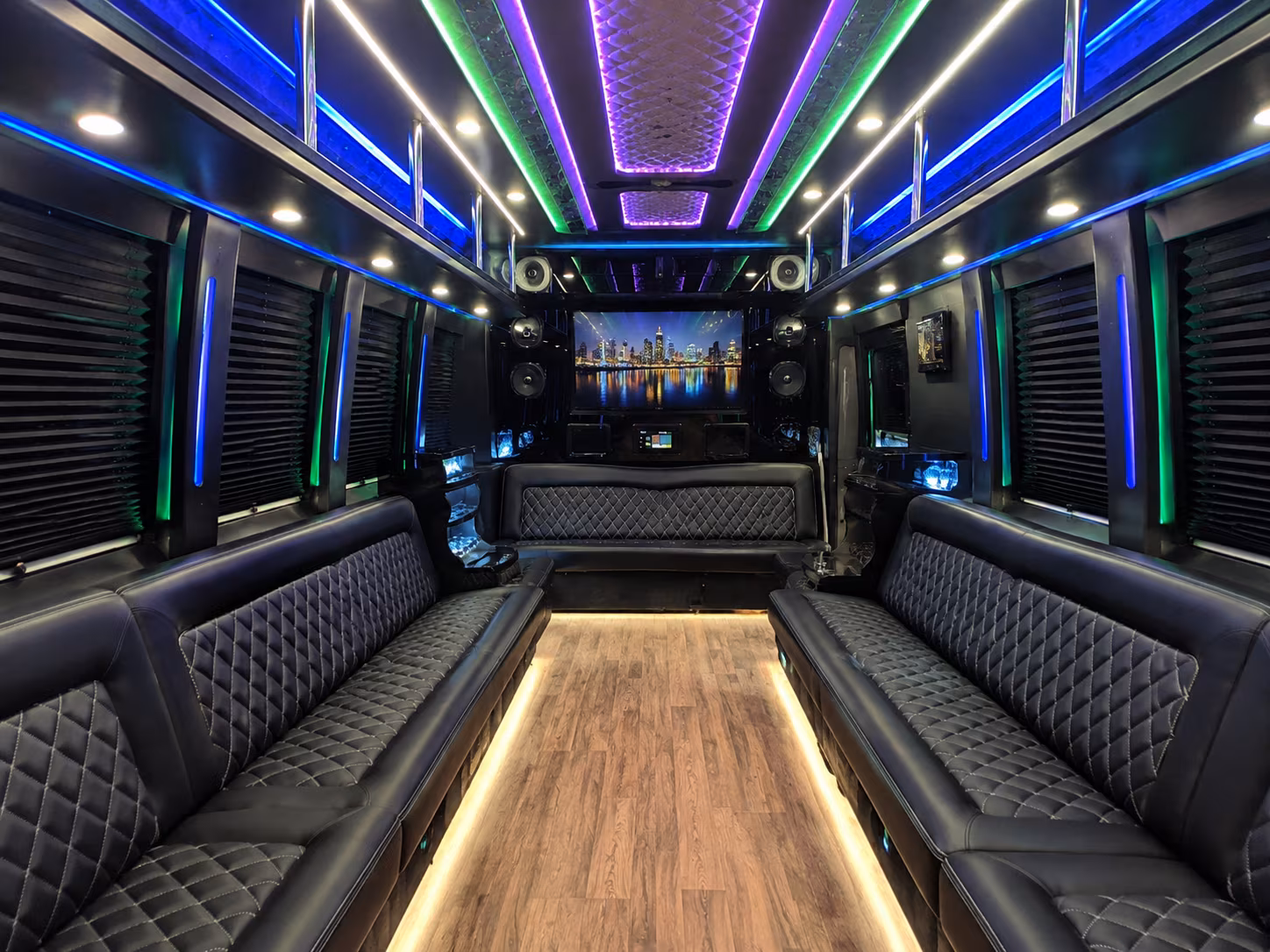 san bernardino 25 passenger party bus interior