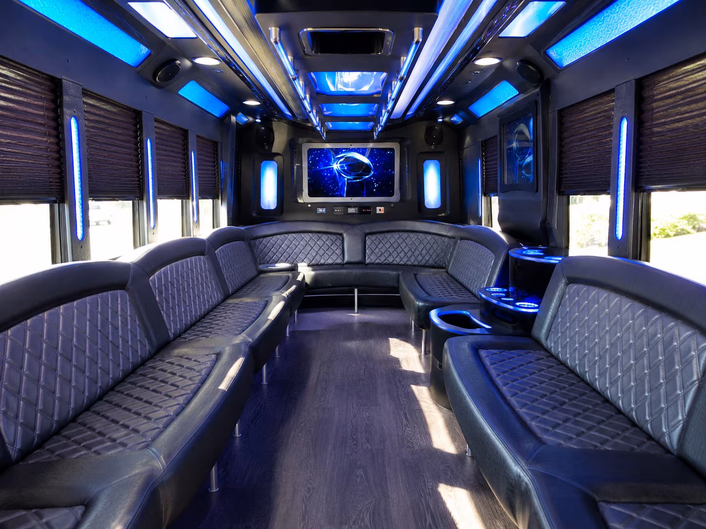 san bernardino 28 passenger party bus inside