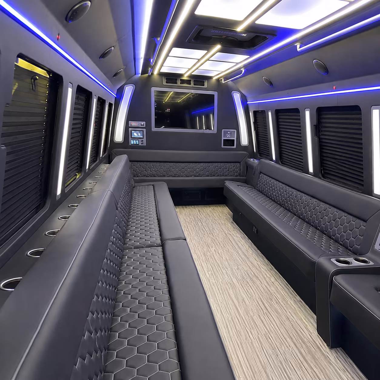 san bernardino 40 passenger party bus inside