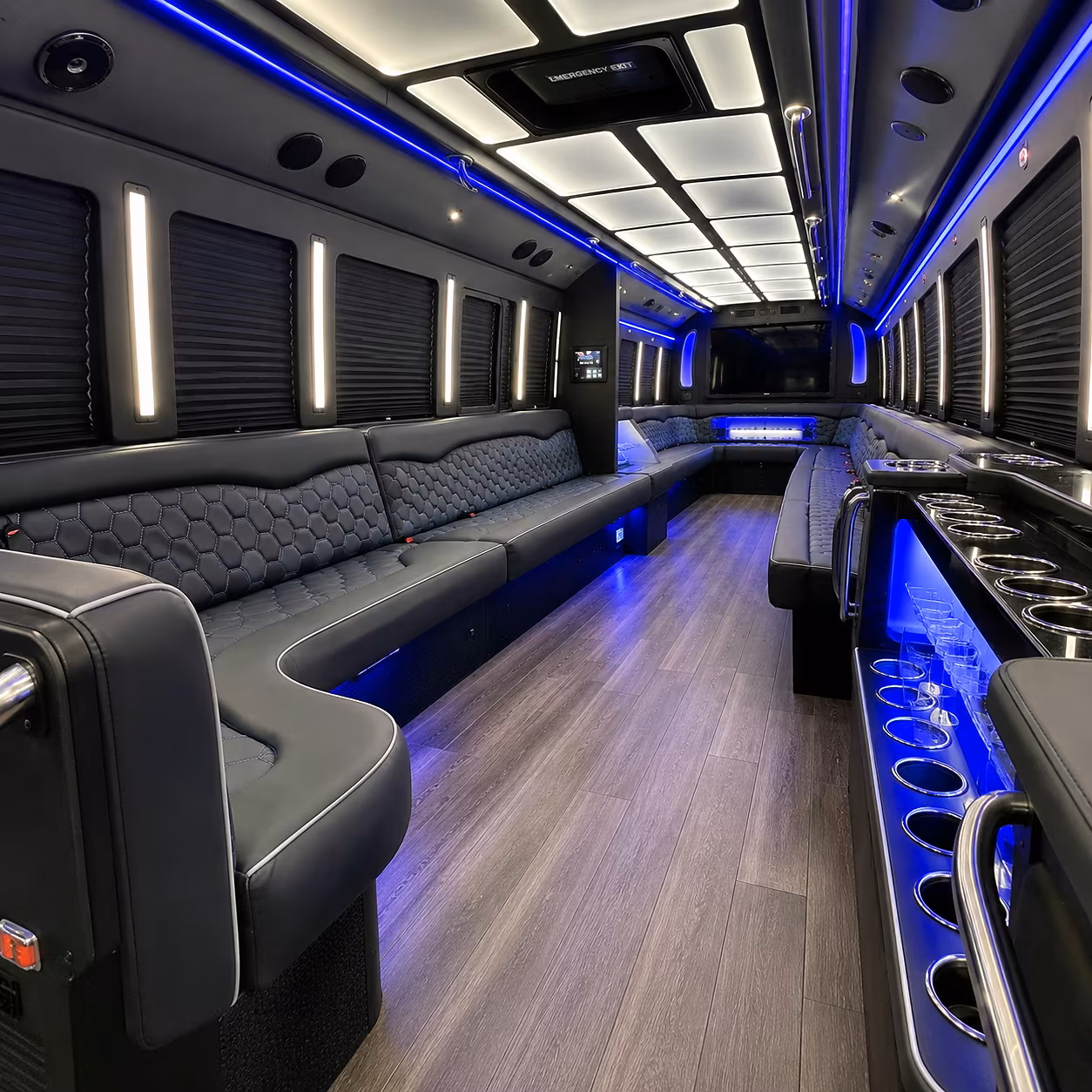 san bernardino party bus rental interior